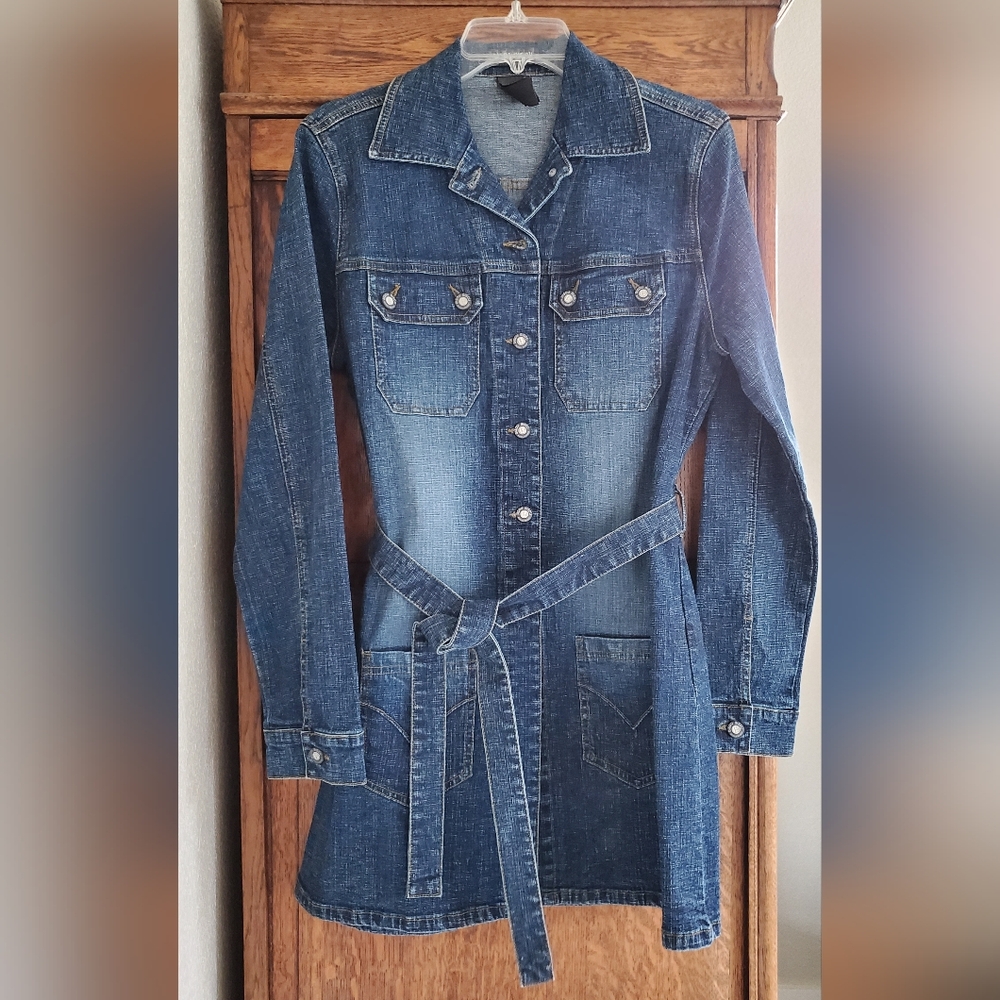 BISOU BISOU MICHELE BOHBOT DENIM JACKET CAR COAT NWOT 8